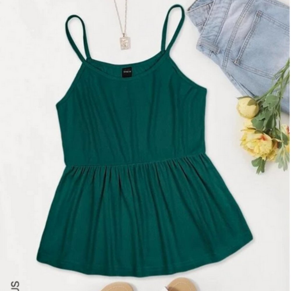 Green Shein Peplum Cami Top Size 0X (12)